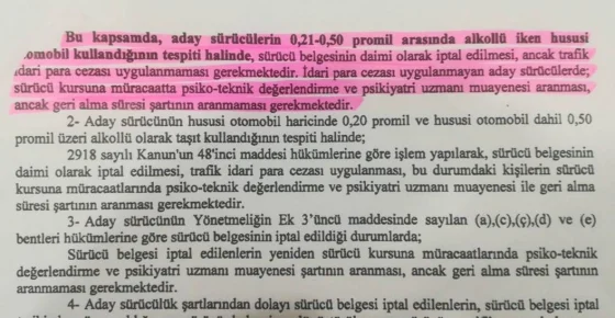 Alkolden Sürücü Belgelerini Kaptıran Şahıslarla İlgili Yazı